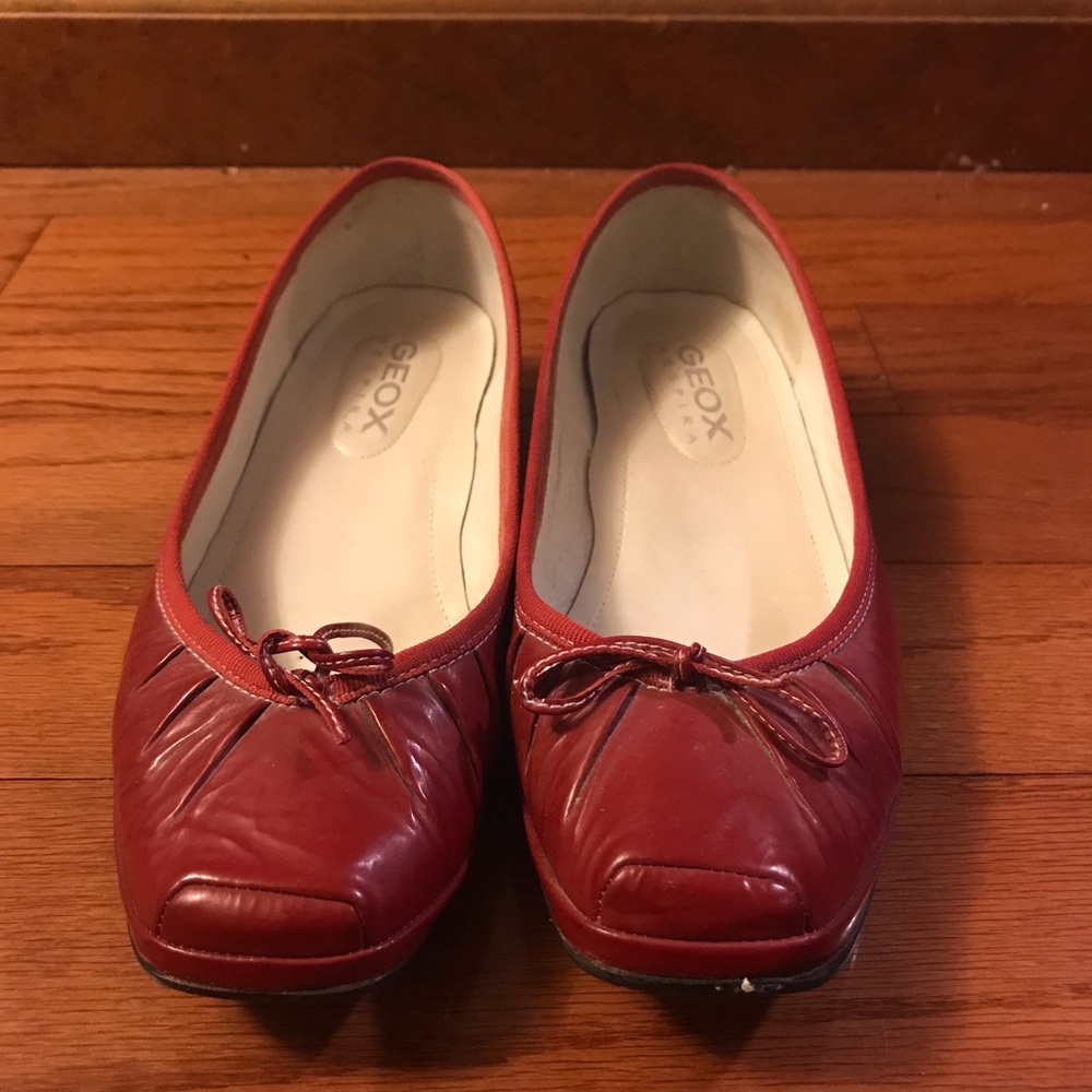 GEOX  BALLET FLAT 7.5 M BURGUNDY LEATHER